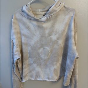 SO Cropped Tie-Dye Hoodie in Light cream Beige Wash lounge life woman's xl